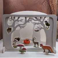 Seizoenstafelraam met twee bomen 