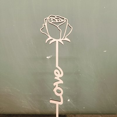 Houten bloem met woord