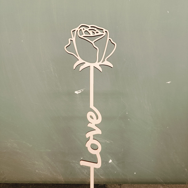 Houten bloem met woord Houten bloem met woord